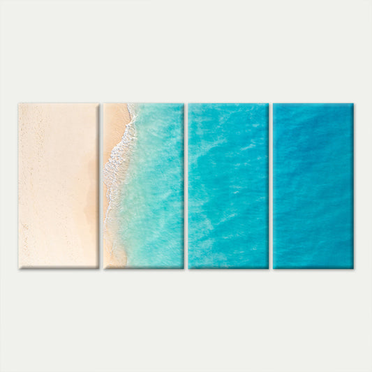 4pcs Aerial Beach Turquoise Ocean Wave Sand Wall Art Canvas Framed 45x80cm - High Quality Print 100% Australian Made Wall Canvas Ready to Hang