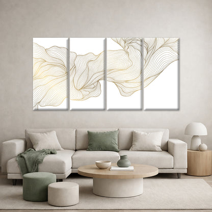 4pcs Luxury Modern Gold Abstract Line Wave Wall Art Canvas Framed 45x80cm        - High Quality Print 100% Australian Made Wall Canvas Ready to Hang
