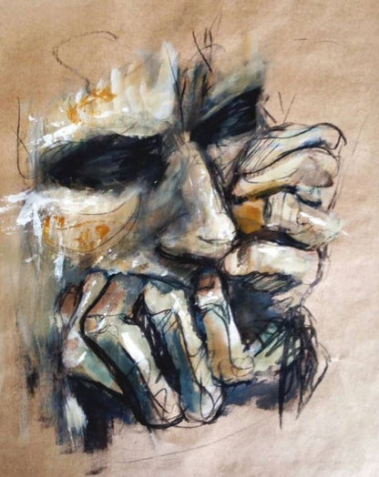 Worried Man Abstract Oil Painting Home Decor Premium Quality Poster Print Choose Your Sizes