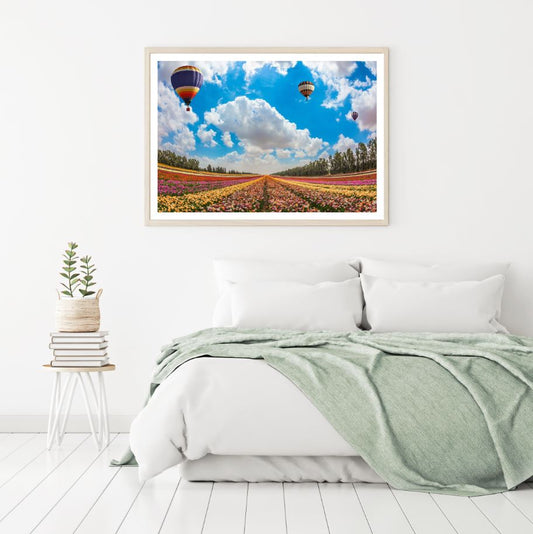 Hot Balloons Over Flower Field Home Decor Premium Quality Poster Print Choose Your Sizes