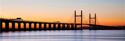 Panoramic Canvas Long Bridge & Beach View at Sunset High Quality 100% Australian made wall Canvas Print ready to hang