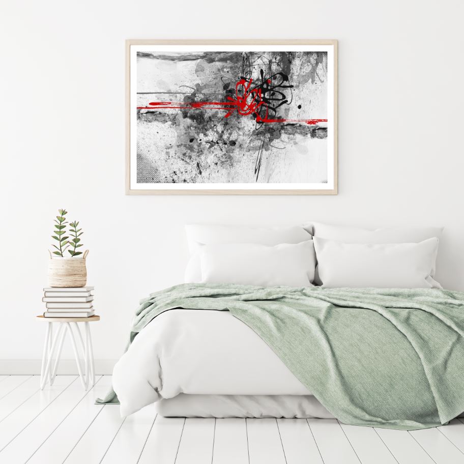 Red & B&W Abstract Painting Home Decor Premium Quality Poster Print Choose Your Sizes