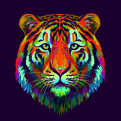 Square Canvas Colourful Tiger Face Abstract Design High Quality Print 100% Australian Made