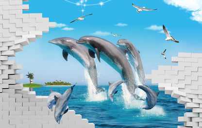 Dolphins in Beach Wall Art Print 100% Australian Made