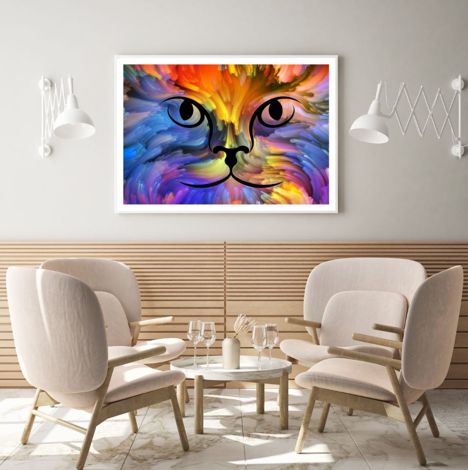 Colorful Abstract Cat Face Design Home Decor Premium Quality ...