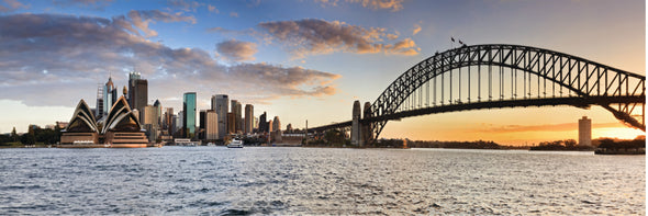 Panoramic Canvas Sydney Harbour Bridge & Opera House High Quality 100% Australian made wall Canvas Print ready to hang