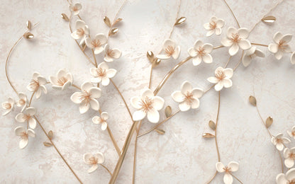 Gold White Floral 3 D Design Print 100% Australian Made