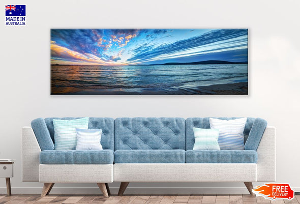 Panoramic Canvas Stunning Beach View Under Blue Sky High Quality 100% Australian made wall Canvas Print ready to hang