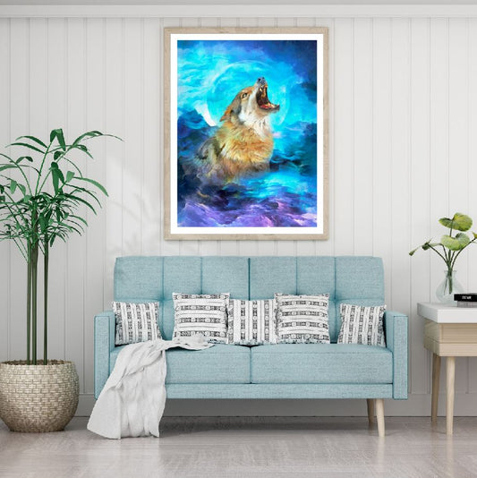 Wolf Portrait Colorful Painting Home Decor Premium Quality Poster Print Choose Your Sizes