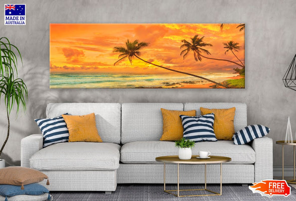 Panoramic Canvas Stunning Beach Sunset High Quality 100% Australian made wall Canvas Print ready to hang