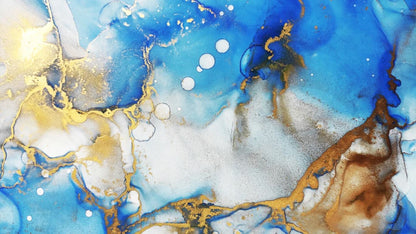 Blue & Gold Abstract Painting Home Decor Premium Quality Poster Print Choose Your Sizes