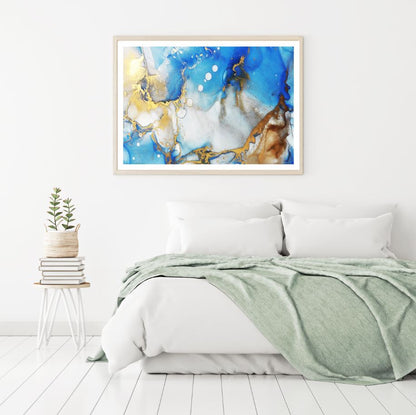 Blue & Gold Abstract Painting Home Decor Premium Quality Poster Print Choose Your Sizes