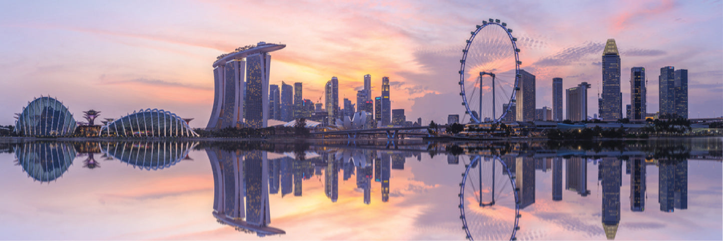 Panoramic Canvas Singapore Landscape Reflect on Water High Quality 100% Australian made wall Canvas Print ready to hang