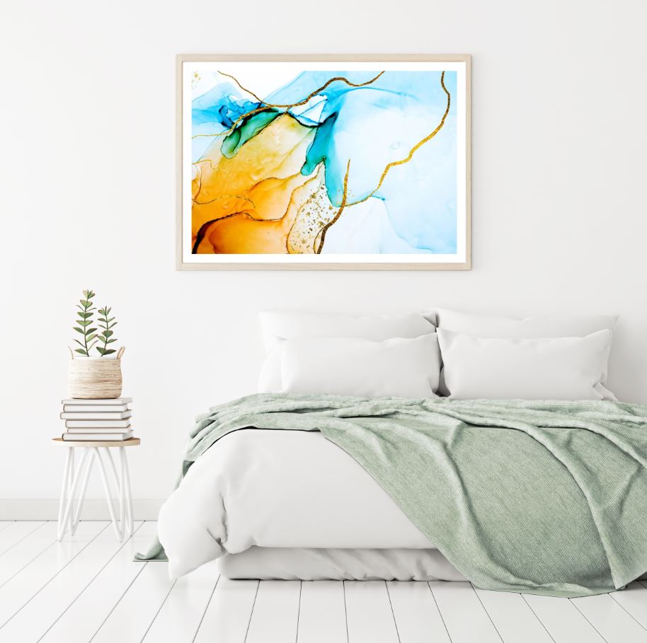 Blue & Gold Abstract Design Home Decor Premium Quality Poster Print Choose Your Sizes