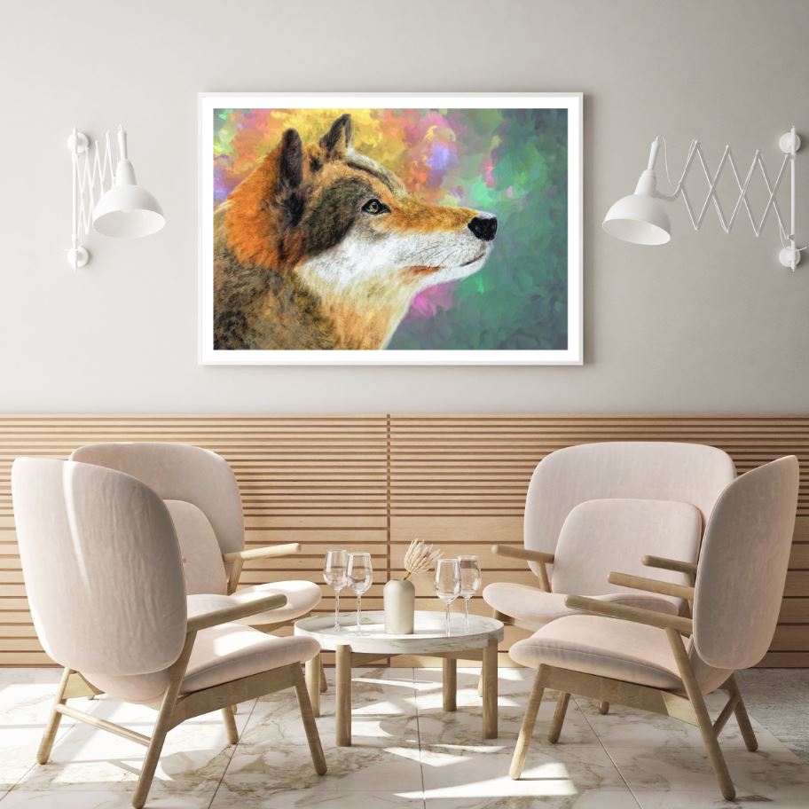 Colorful Wolf Portrait Painting Home Decor Premium Quality Poster ...