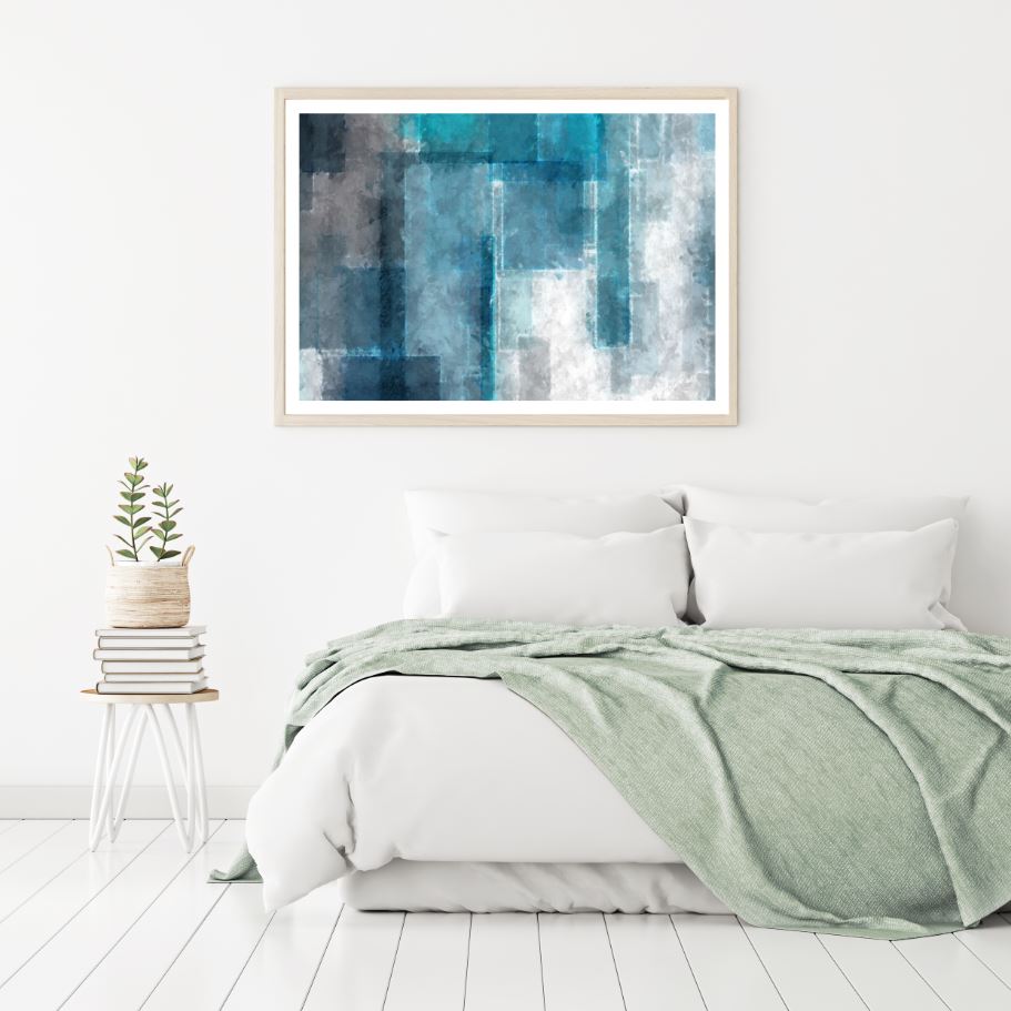 Blue & White Abstract Design Home Decor Premium Quality Poster Print Choose Your Sizes