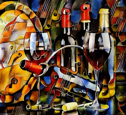 Square Canvas Wine Bottle Abstract Art High Quality Print 100% Australian Made