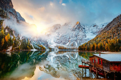 Wallpaper Murals Peel and Stick Removable Alps Mountain Range Covered with Snow High Quality