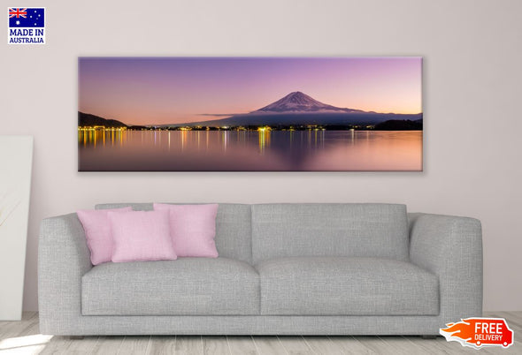 Panoramic Canvas Aerial Landscape View of Fuji Mountain Scenic Sunset High Quality 100% Australian made wall Canvas Print ready to hang