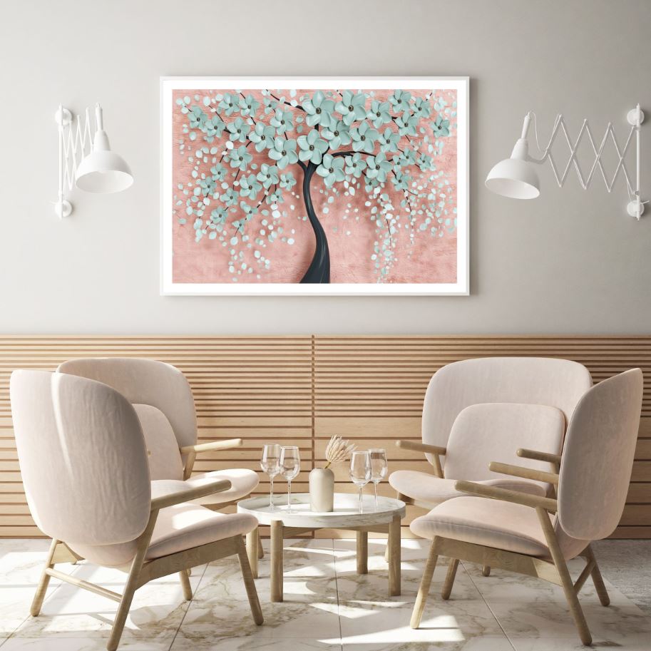 Blue Flower Tree 3D Design Home Decor Premium Quality Poster Print Choose Your Sizes