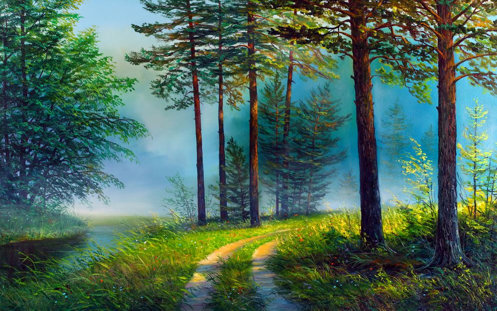 Wallpaper Murals Peel and Stick Removable Deep Forest Painting High Quality