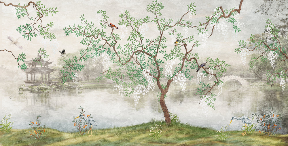 Wallpaper Murals Peel and Stick Removable Tree & Birds Painting High Quality