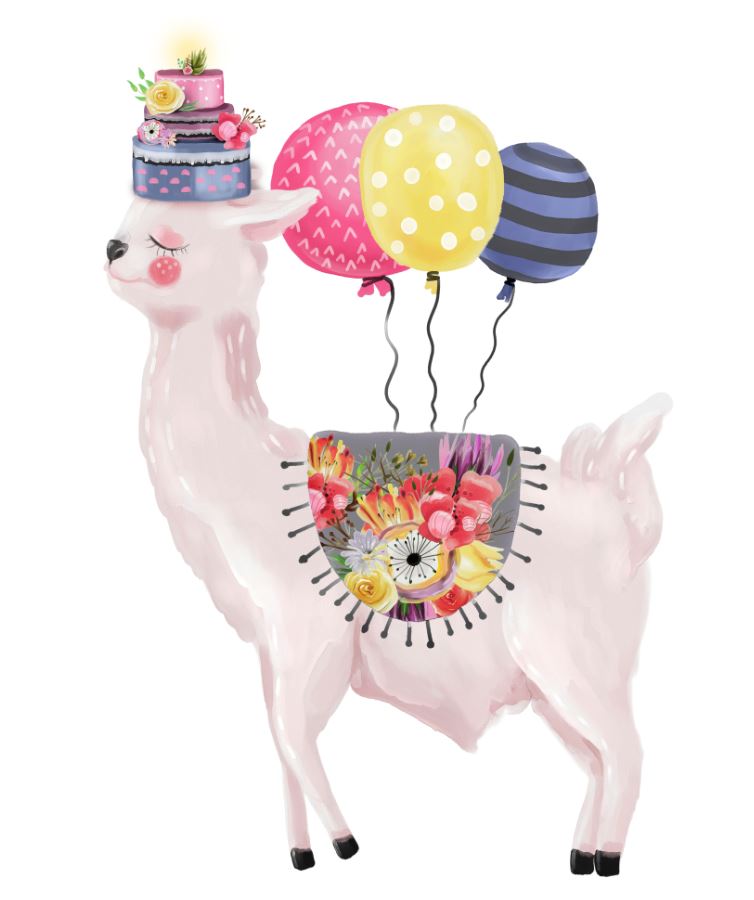 Square Canvas Llama Holding Balloons Painting High Quality Print 100% Australian Made