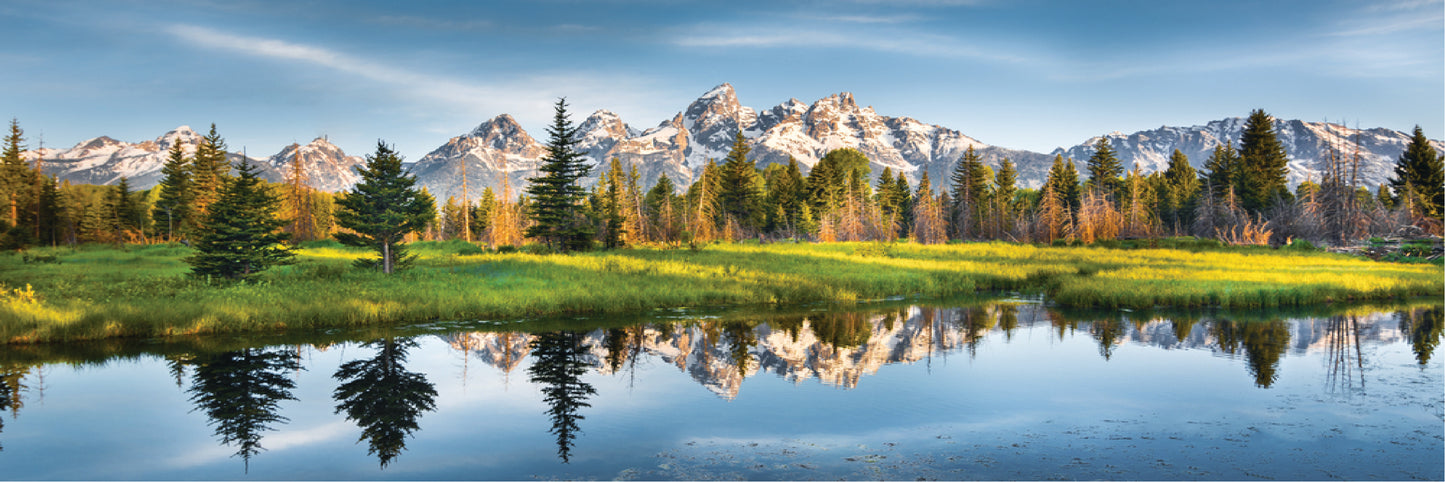 Panoramic Canvas Rocky Mountains & Lake High Quality 100% Australian made wall Canvas Print ready to hang