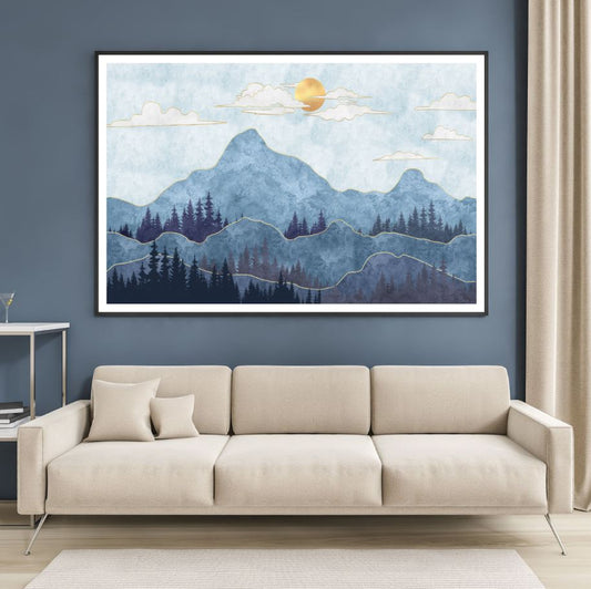 Mountain Scenery Vector Painting Home Decor Premium Quality Poster Print Choose Your Sizes