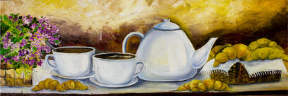 Panoramic Canvas Kettle & Cups Painting High Quality 100% Australian made wall Canvas Print ready to hang