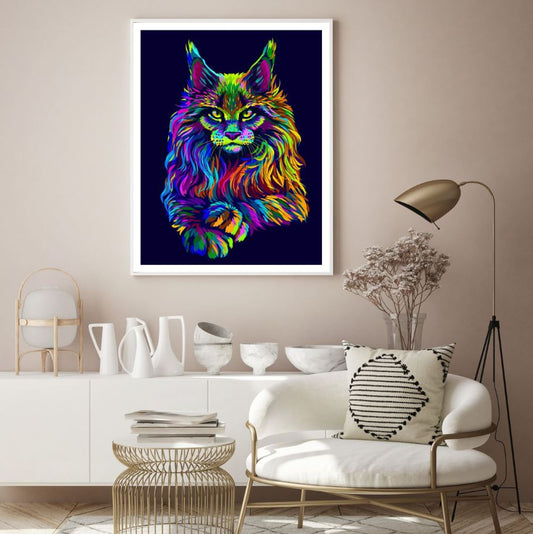 Colorful Cat Abstract Design Home Decor Premium Quality Poster Print Choose Your Sizes