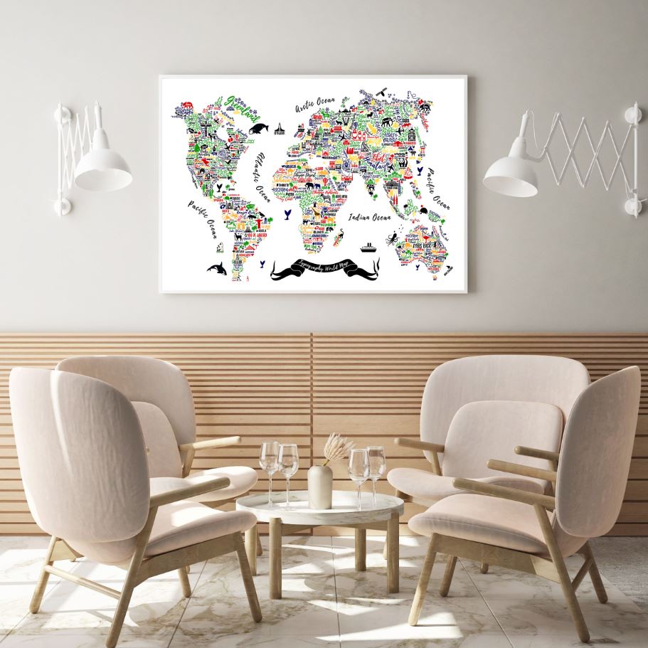 World Map Vector Paint Design Home Decor Premium Quality Poster Print Choose Your Sizes