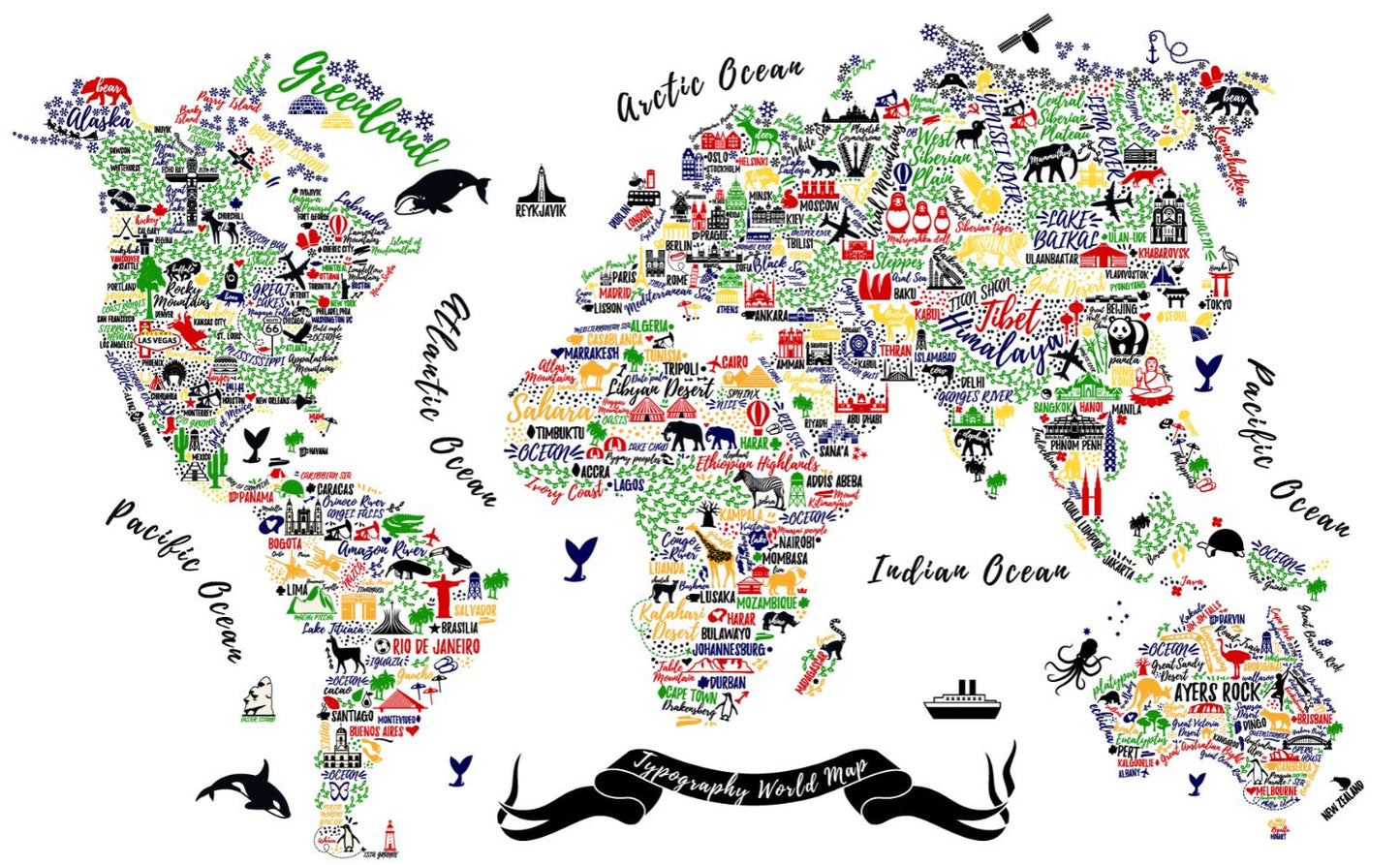 World Map Vector Paint Design Home Decor Premium Quality Poster Print Choose Your Sizes