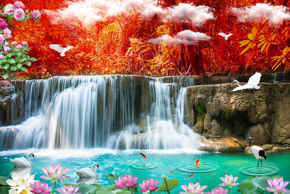 Wallpaper Murals Peel and Stick Removable Stunning Waterfall & Nature High Quality