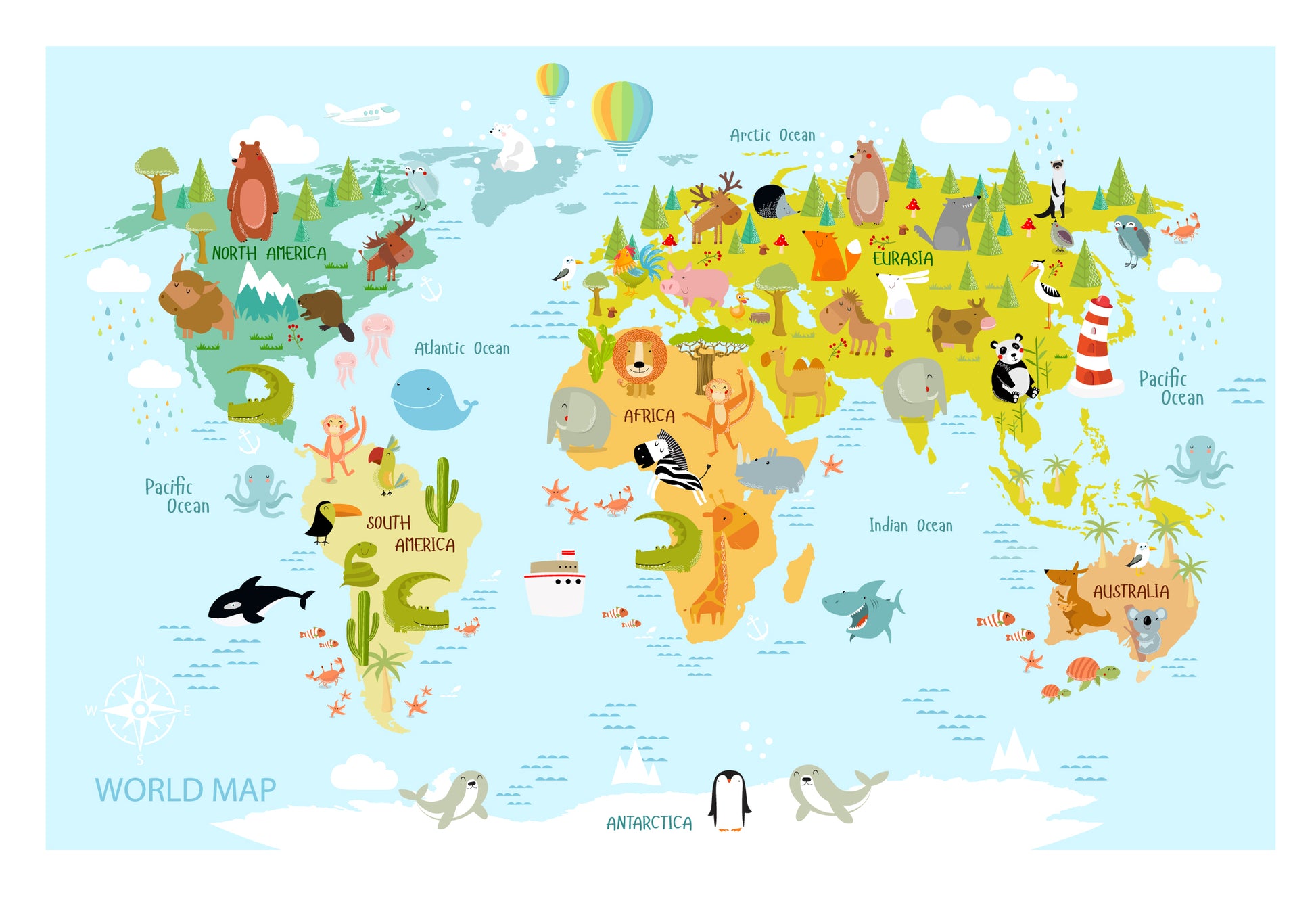 World Map Vector Art Design Home Decor Premium Quality Poster Print Choose Your Sizes