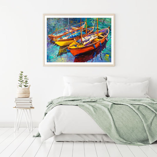 Boats Colorful Oil Painting Home Decor Premium Quality Poster Print Choose Your Sizes