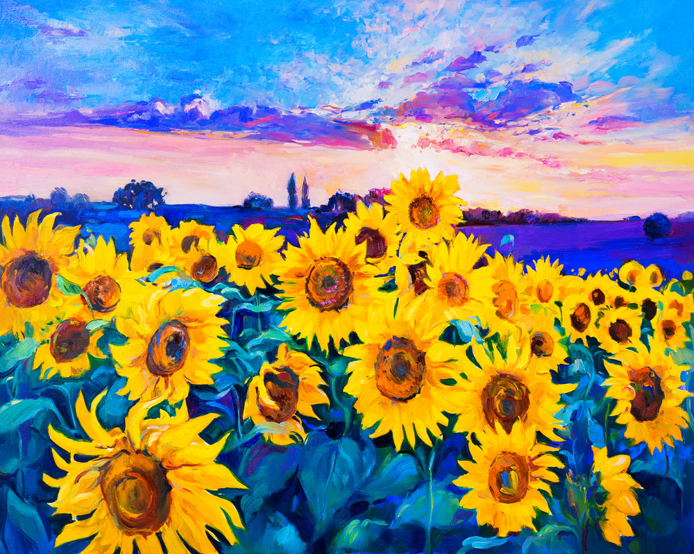 Wallpaper Murals Peel and Stick Removable Sunflower Field Painting High Quality