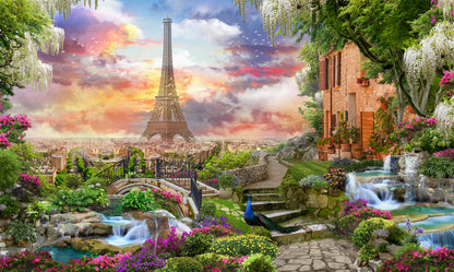 Wallpaper Murals Peel and Stick Removable Eiffel Tower & Nature High Quality