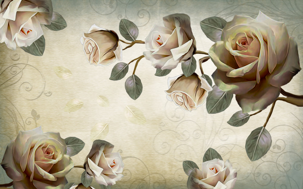 Wallpaper Murals Peel and Stick Removable Rose Floral High Quality