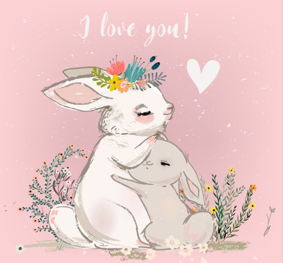 Square Canvas Rabbit Love Painting High Quality Print 100% Australian Made