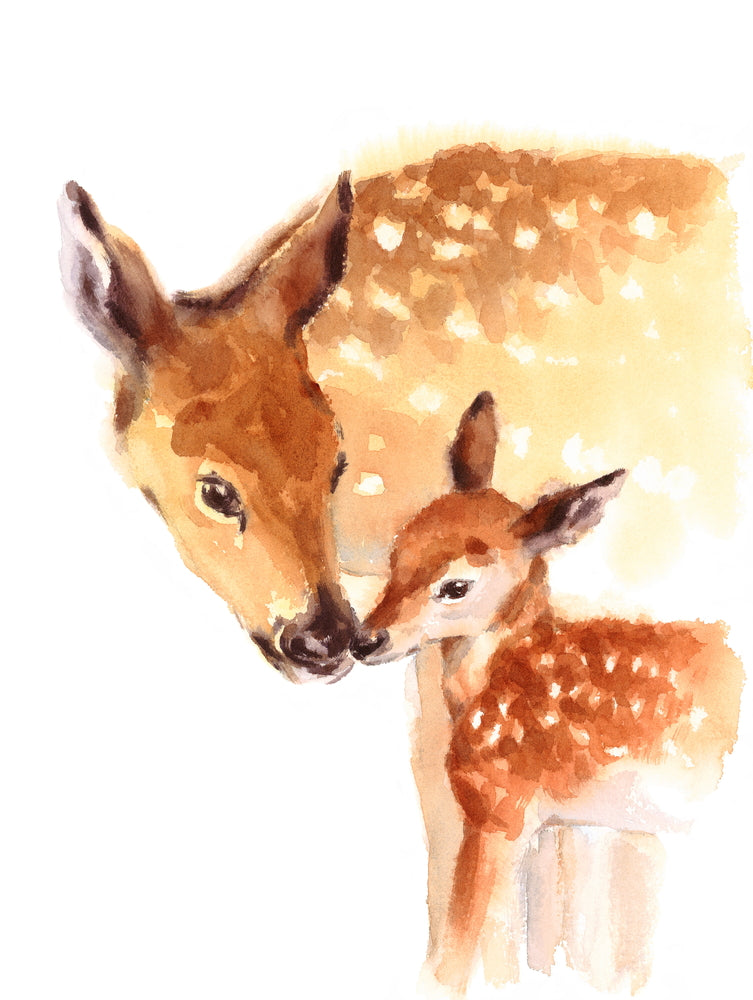 Deer & Baby Deer Painting Print 100% Australian Made