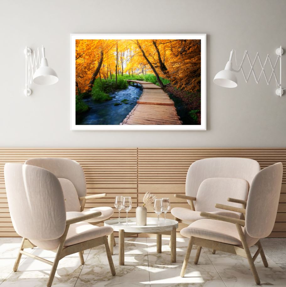 Wooden Bridge in Forest Scenery Home Decor Premium Quality Poster Print Choose Your Sizes