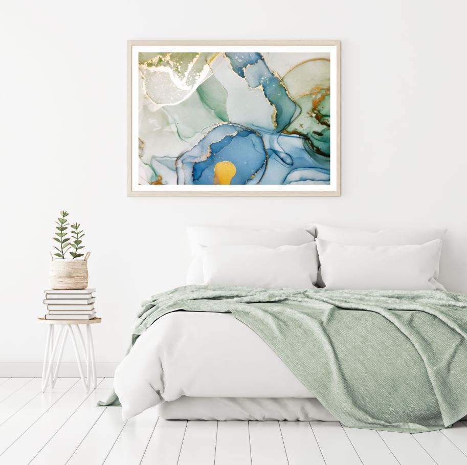 Blue Green & Gold Abstract Design Home Decor Premium Quality Poster Print Choose Your Sizes