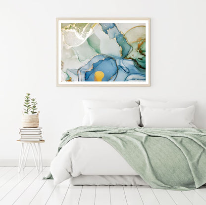 Blue Green & Gold Abstract Design Home Decor Premium Quality Poster Print Choose Your Sizes