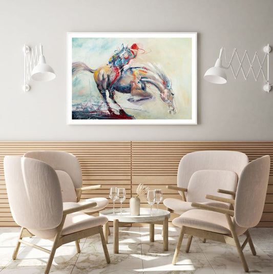 Horse & Rider Abstract Painting Home Decor Premium Quality Poster Print Choose Your Sizes