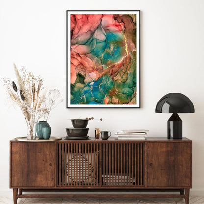 Orange Blue & Gold Abstract Art Home Decor Premium Quality Poster Print Choose Your Sizes