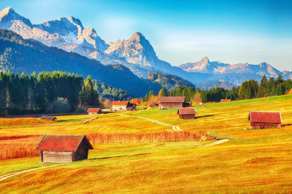 Wallpaper Murals Peel and Stick Removable Stunning View of Field & Houses Photograph High Quality