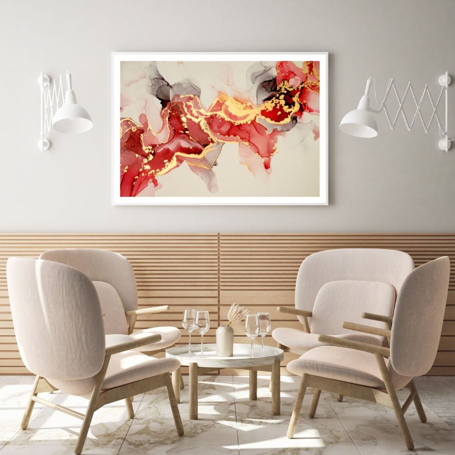 Red Black & Gold Abstract Design Home Decor Premium Quality Poster Print Choose Your Sizes