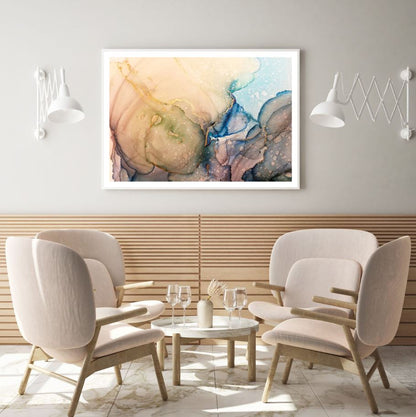 Gold & Blue Abstract Design Home Decor Premium Quality Poster Print Choose Your Sizes