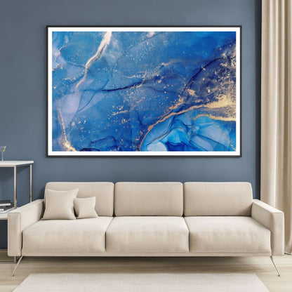 Blue & Gold Abstract Design Home Decor Premium Quality Poster Print Choose Your Sizes